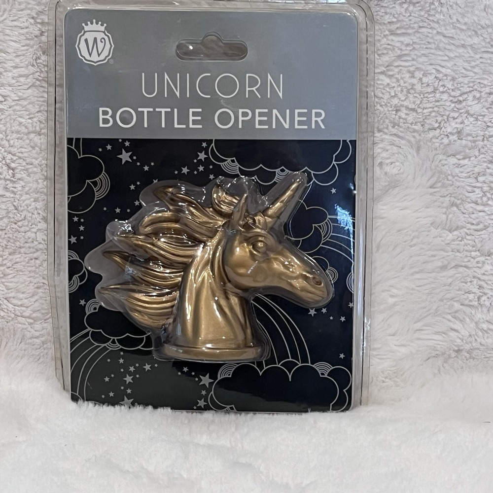 NEW Wild Eye Designs Unicorn Bottle Opener‎ Barware Brass Color Gold Universal